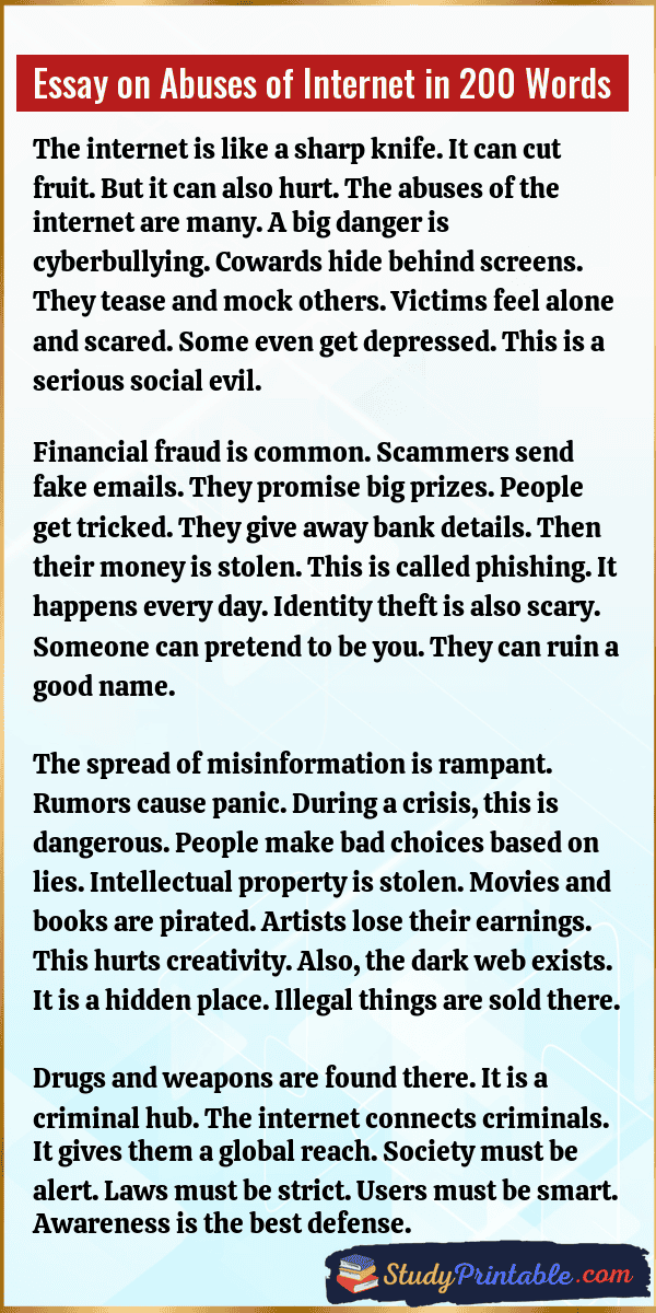 Essay on Abuses of Internet in 200 Words