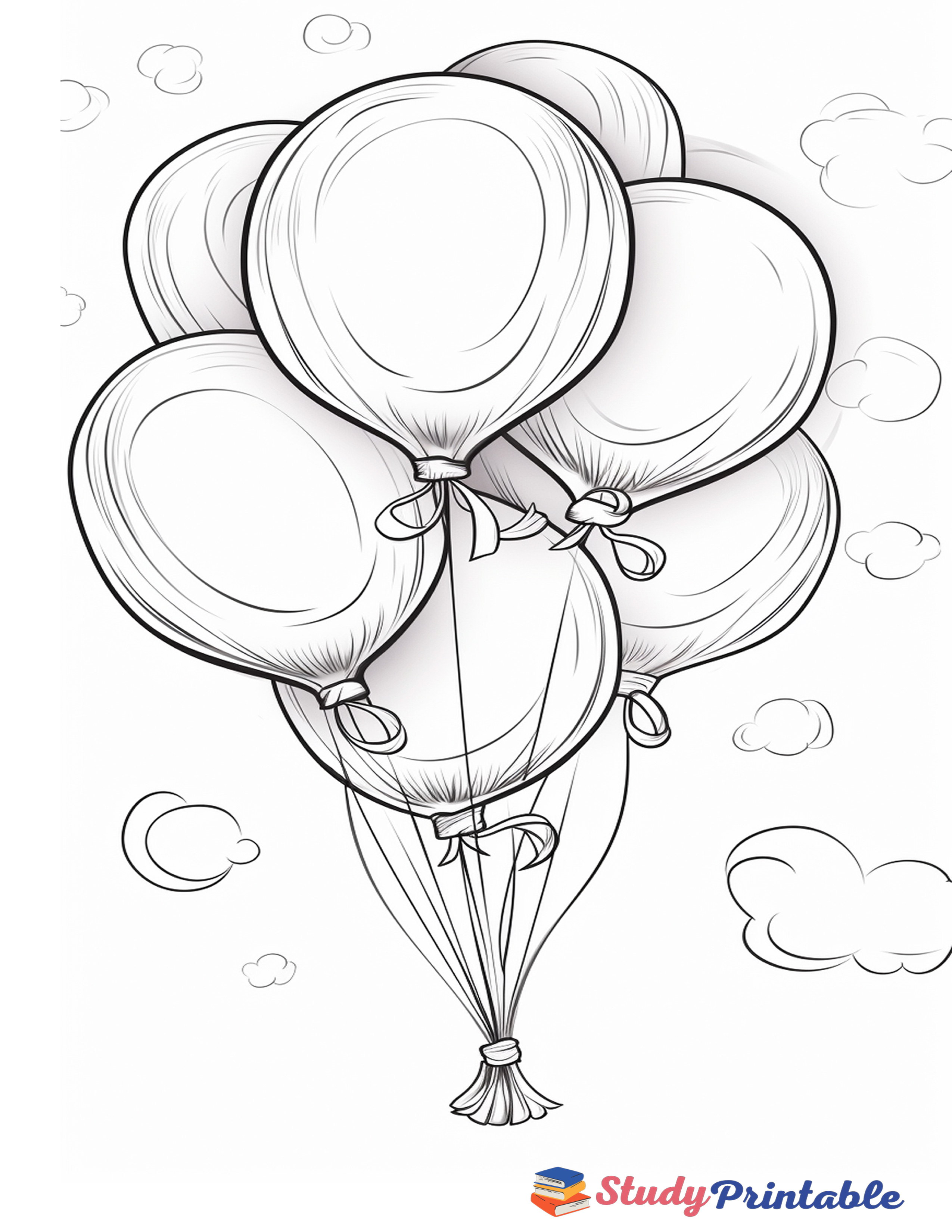 Simple Birthday Balloon Coloring Page