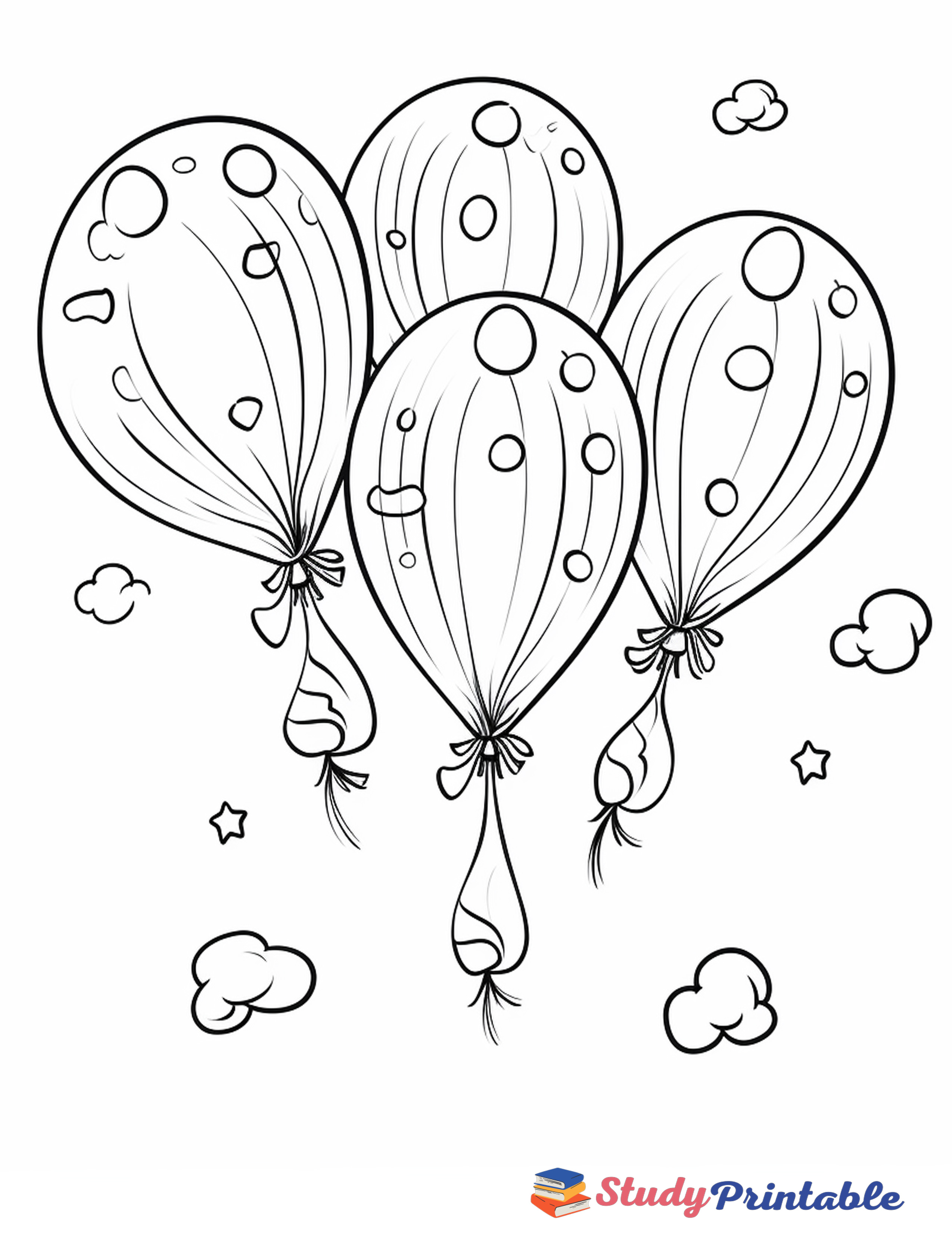 Floating Birthday Balloons Coloring Page