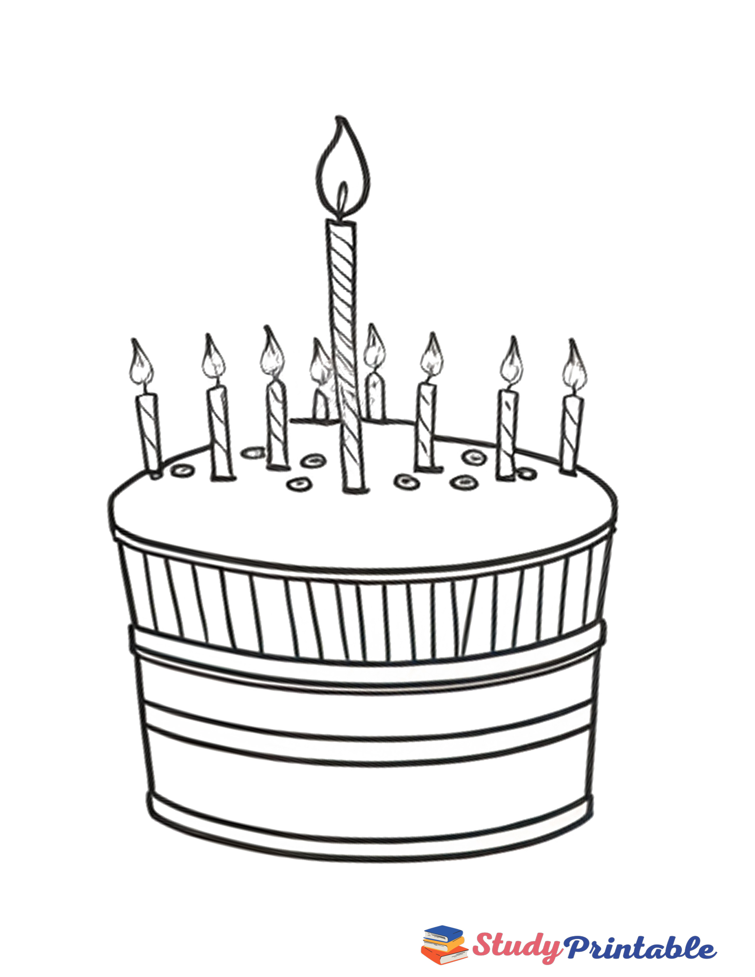 Free Printable Candle Light Birthday Banner Coloring Page