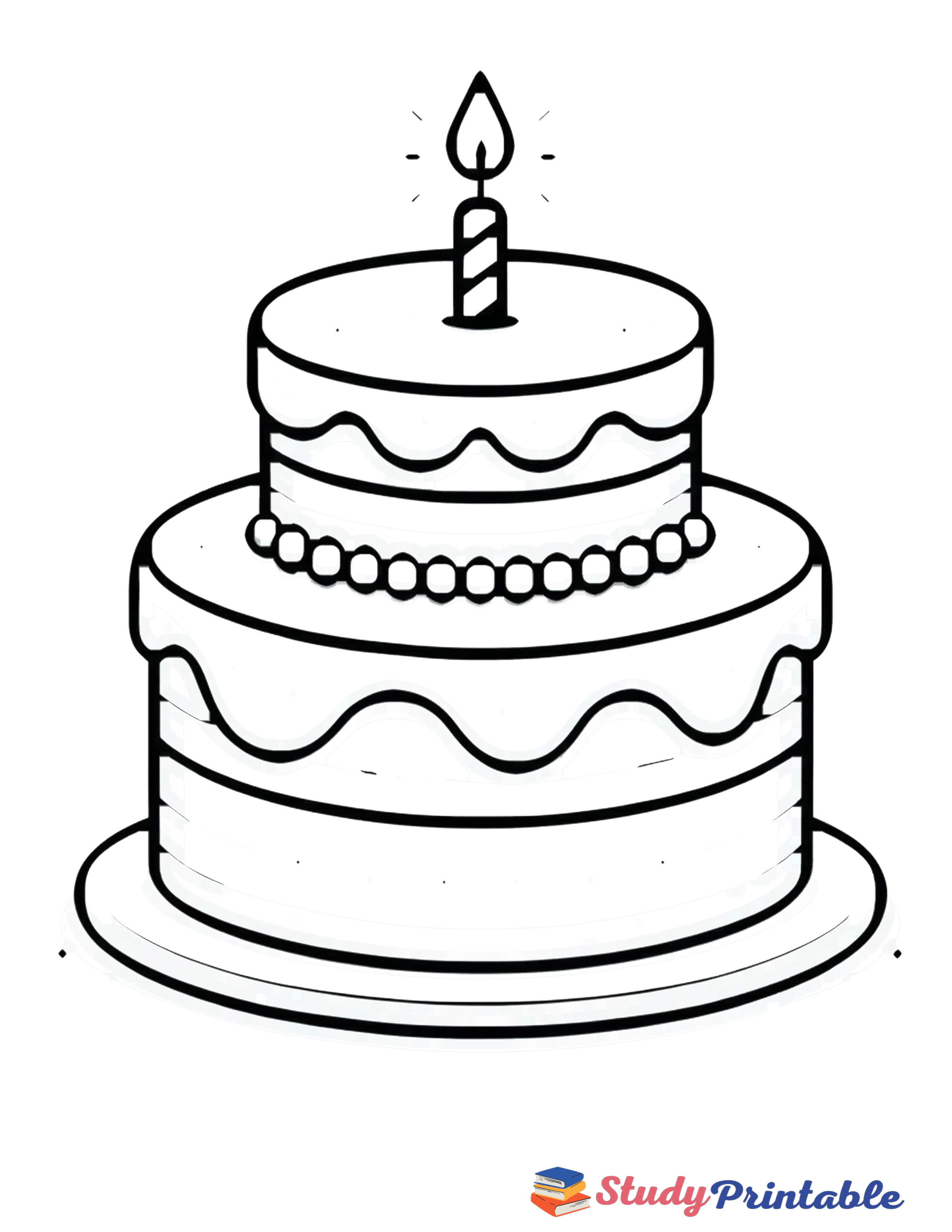 Sparkling Birthday Cake Coloring Page