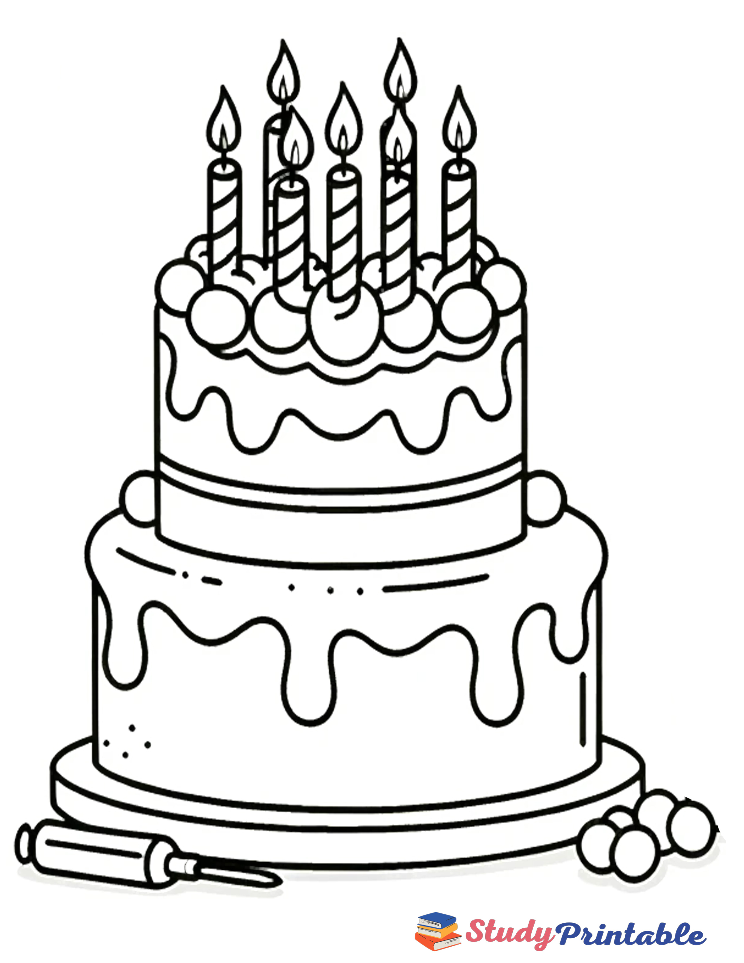 Magical Birthday Cake Coloring Page