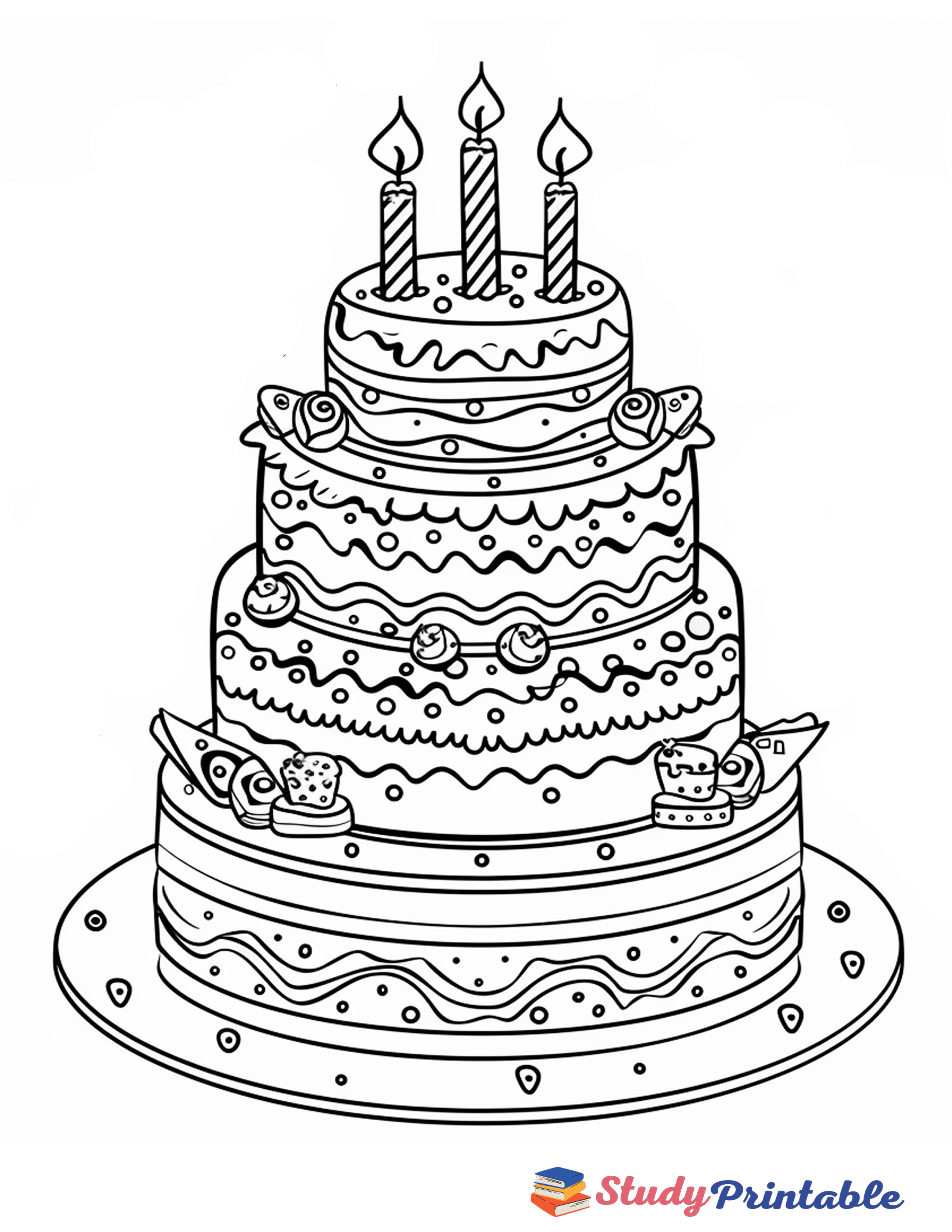 Fantasy Birthday Cake Coloring Page