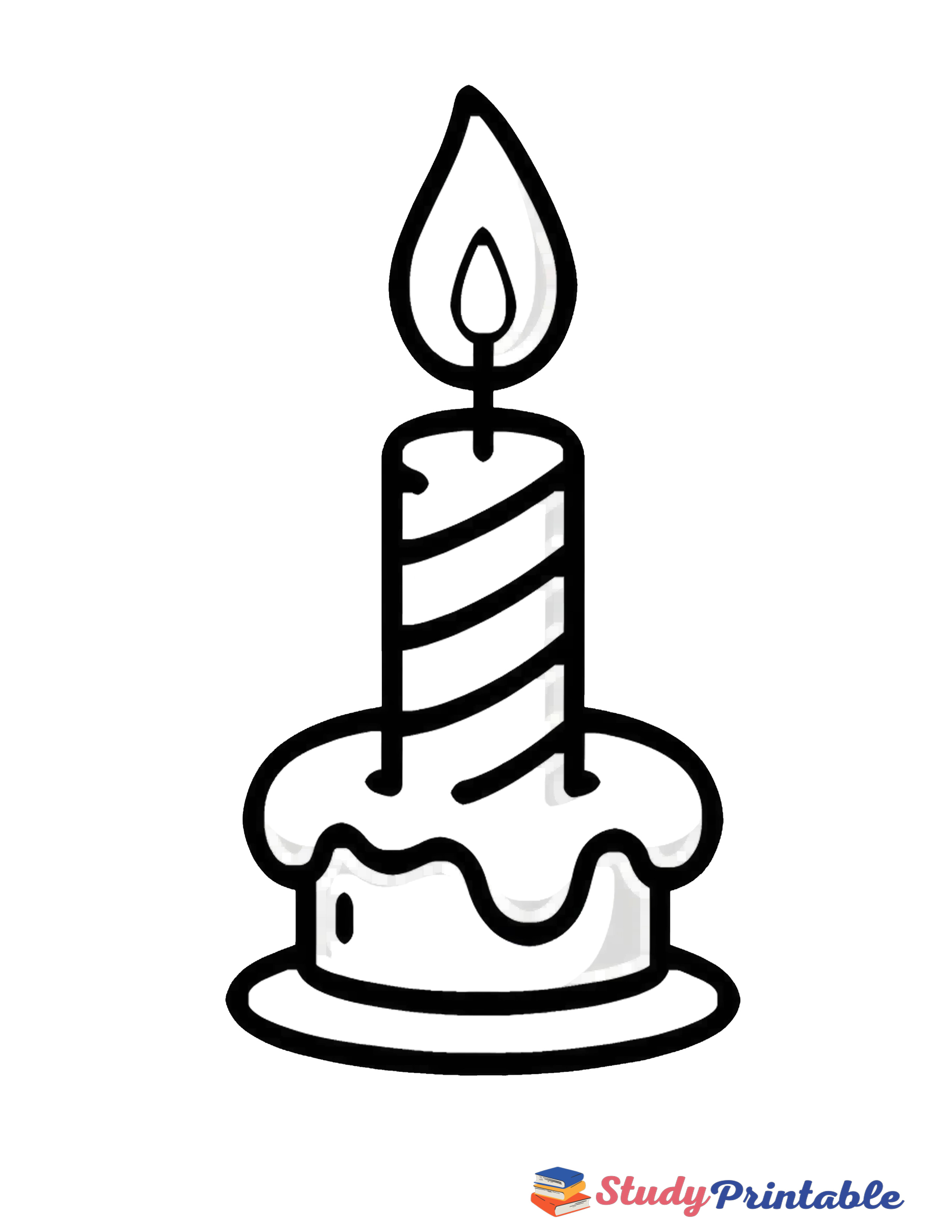 Melted Birthday Candle Coloring Page