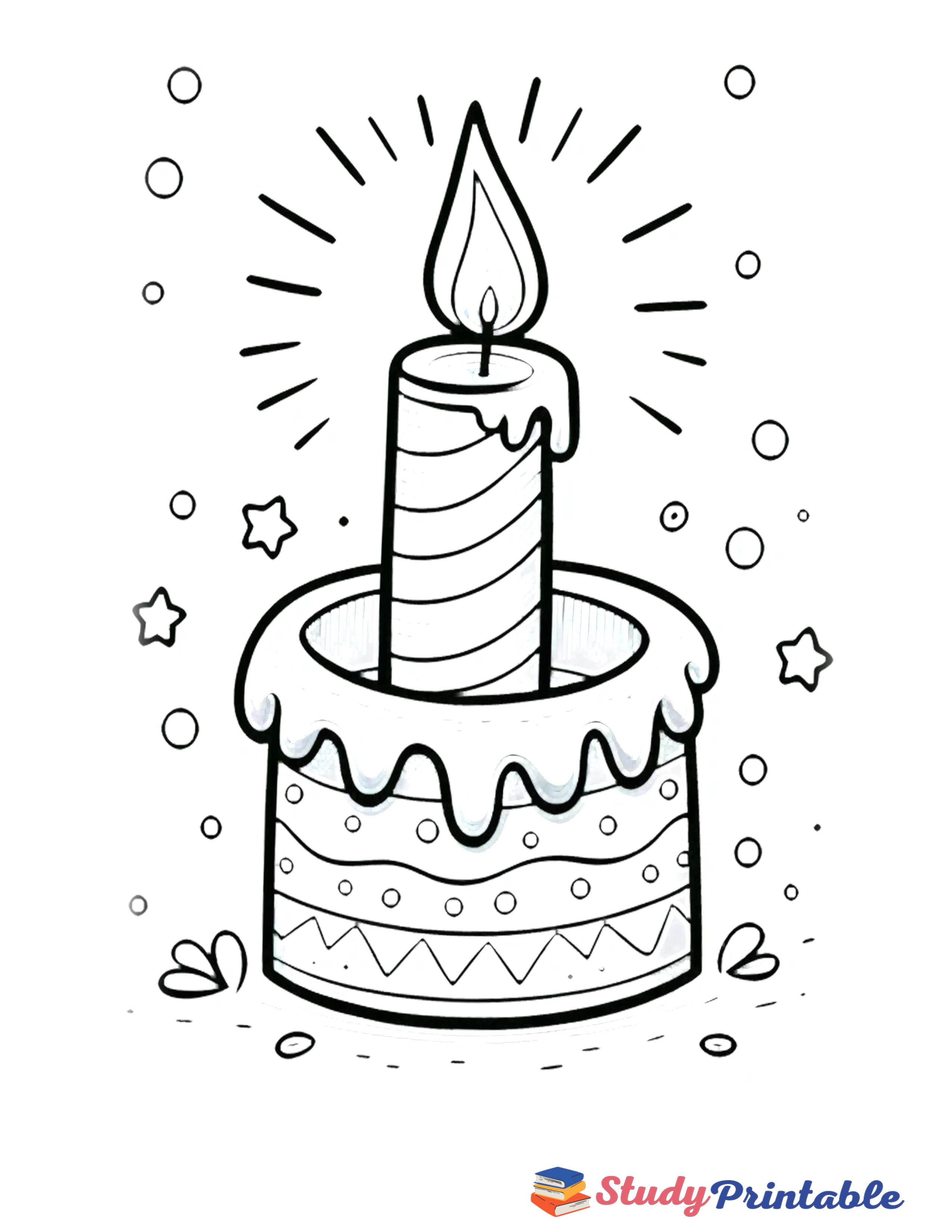 Golden Glow Birthday Candle Coloring Page