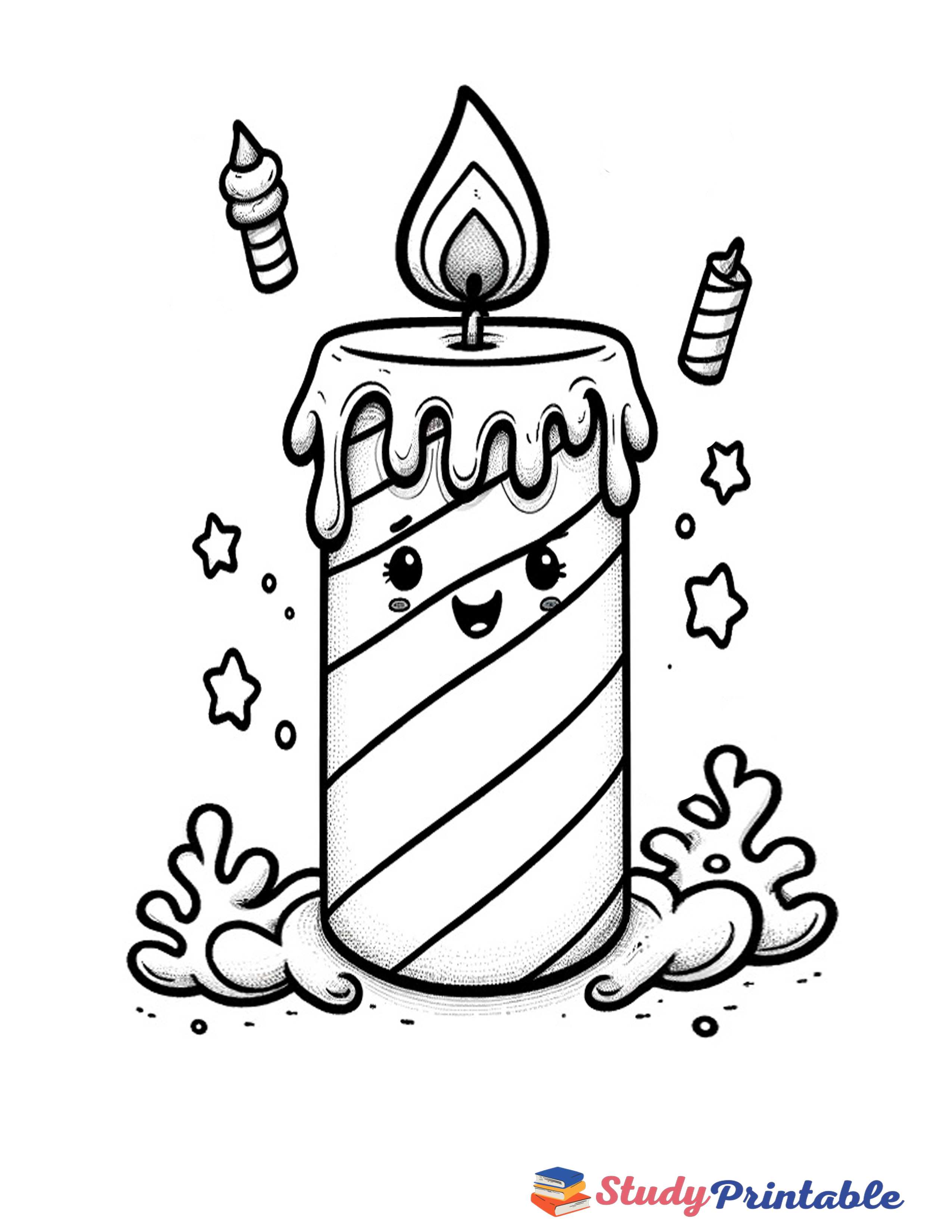 Enchanted Light Birthday Candle Coloring Page