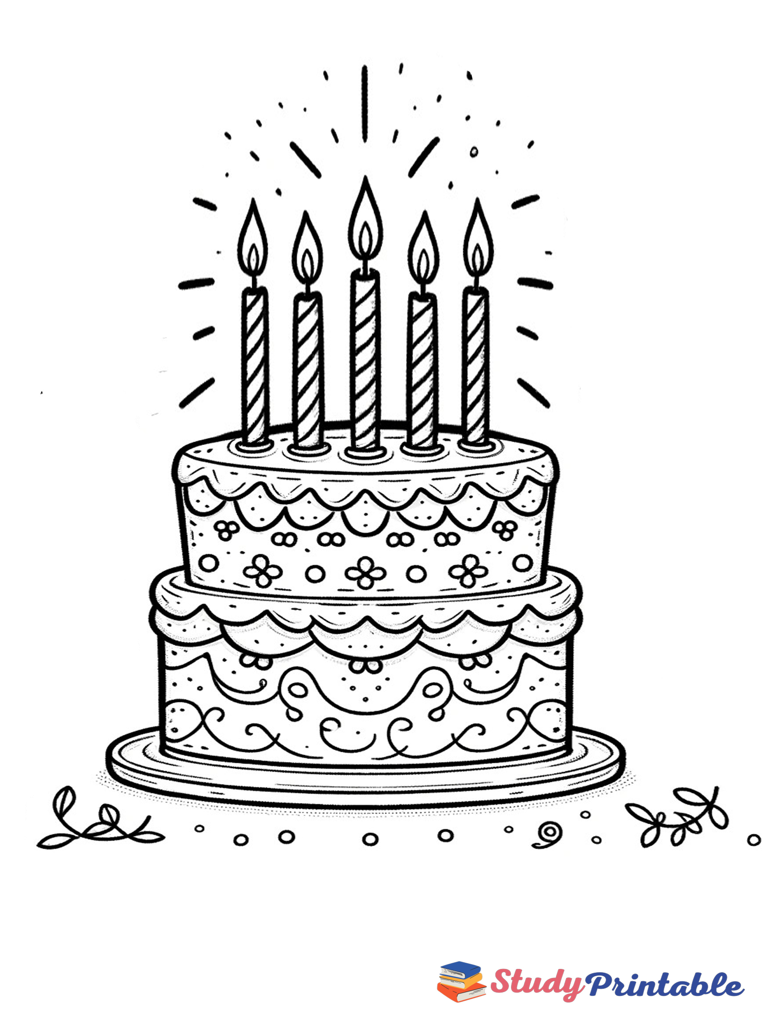 Luminous Wishes Birthday Candle Coloring Page