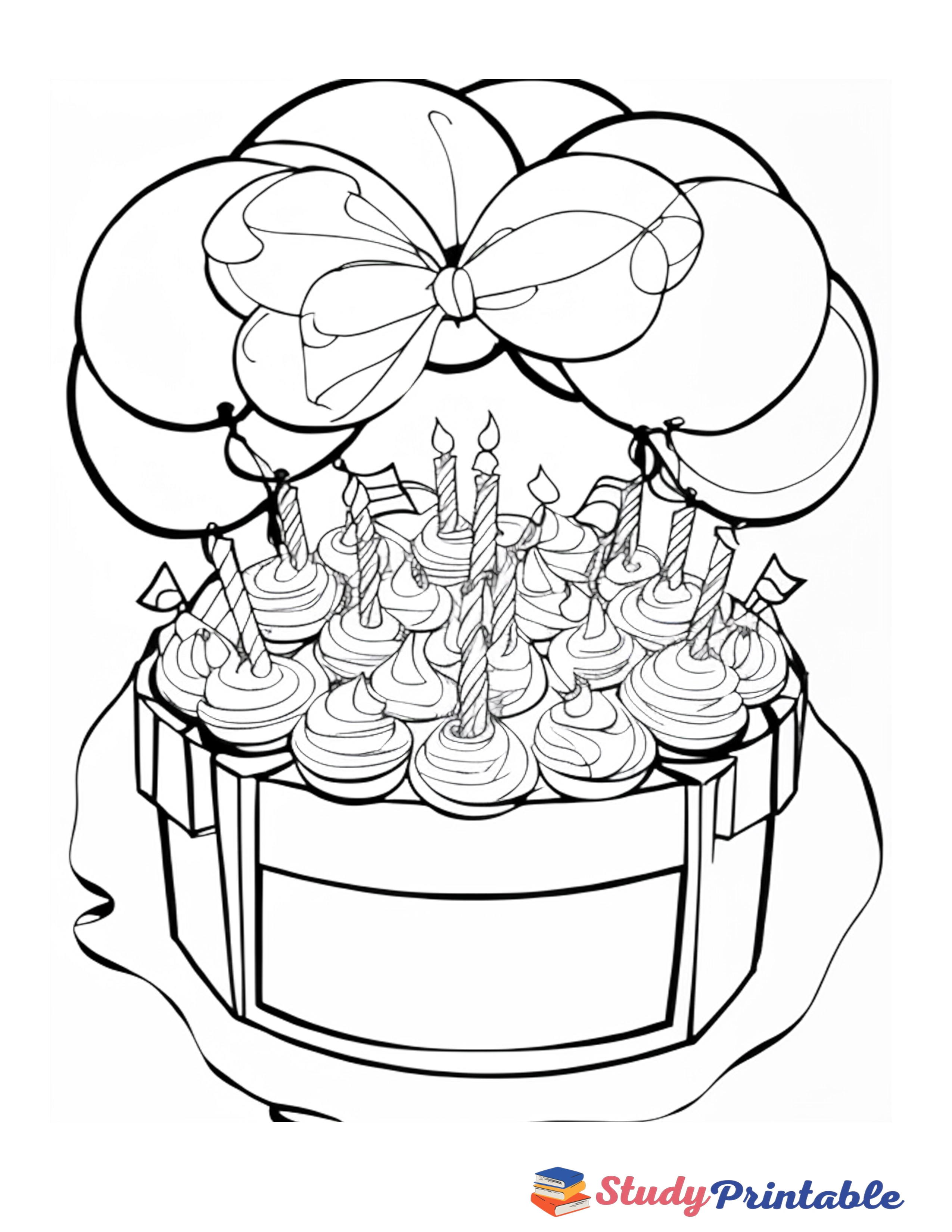 Free Printable Cake Topping Birthday Card Coloring Page