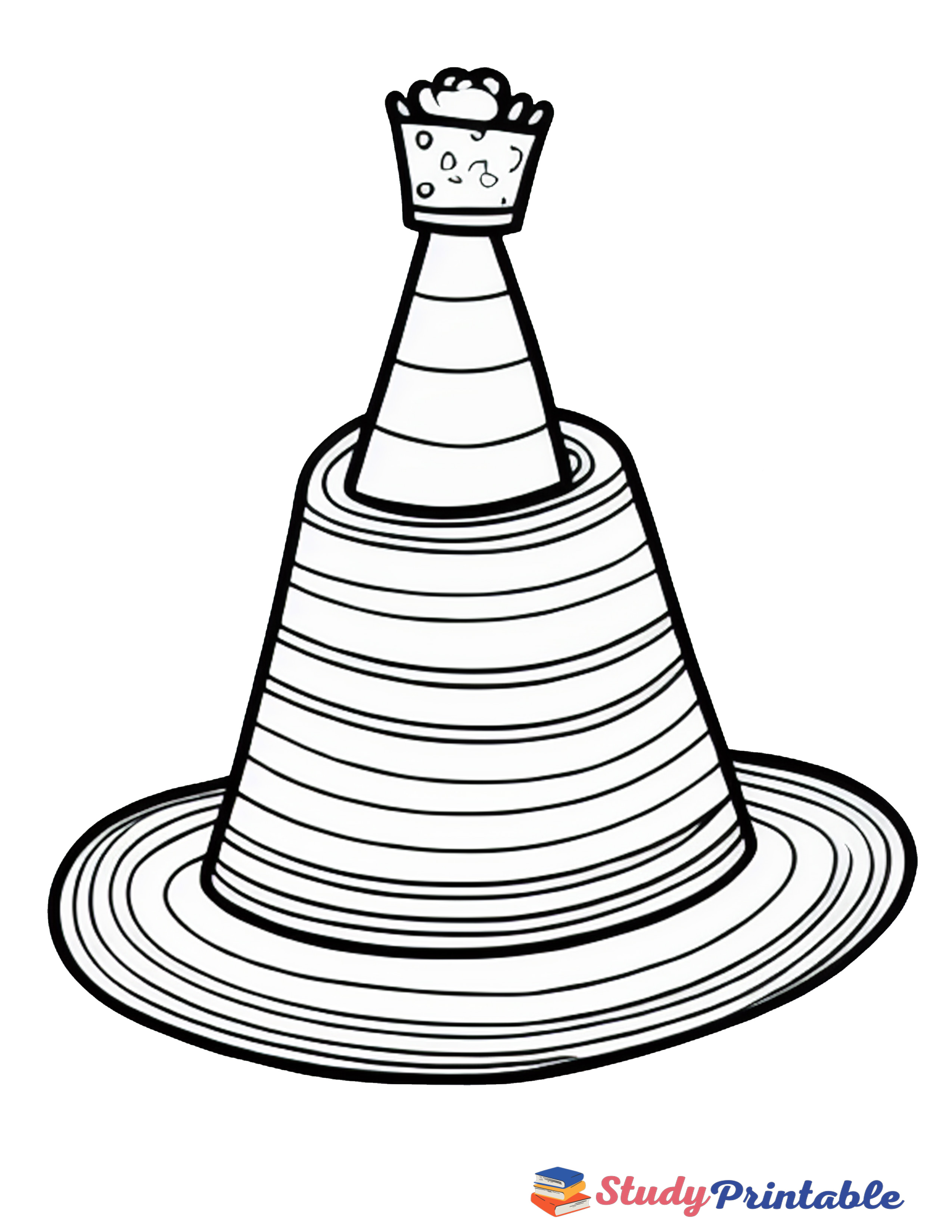 Cheerful Birthday Hat Coloring Page