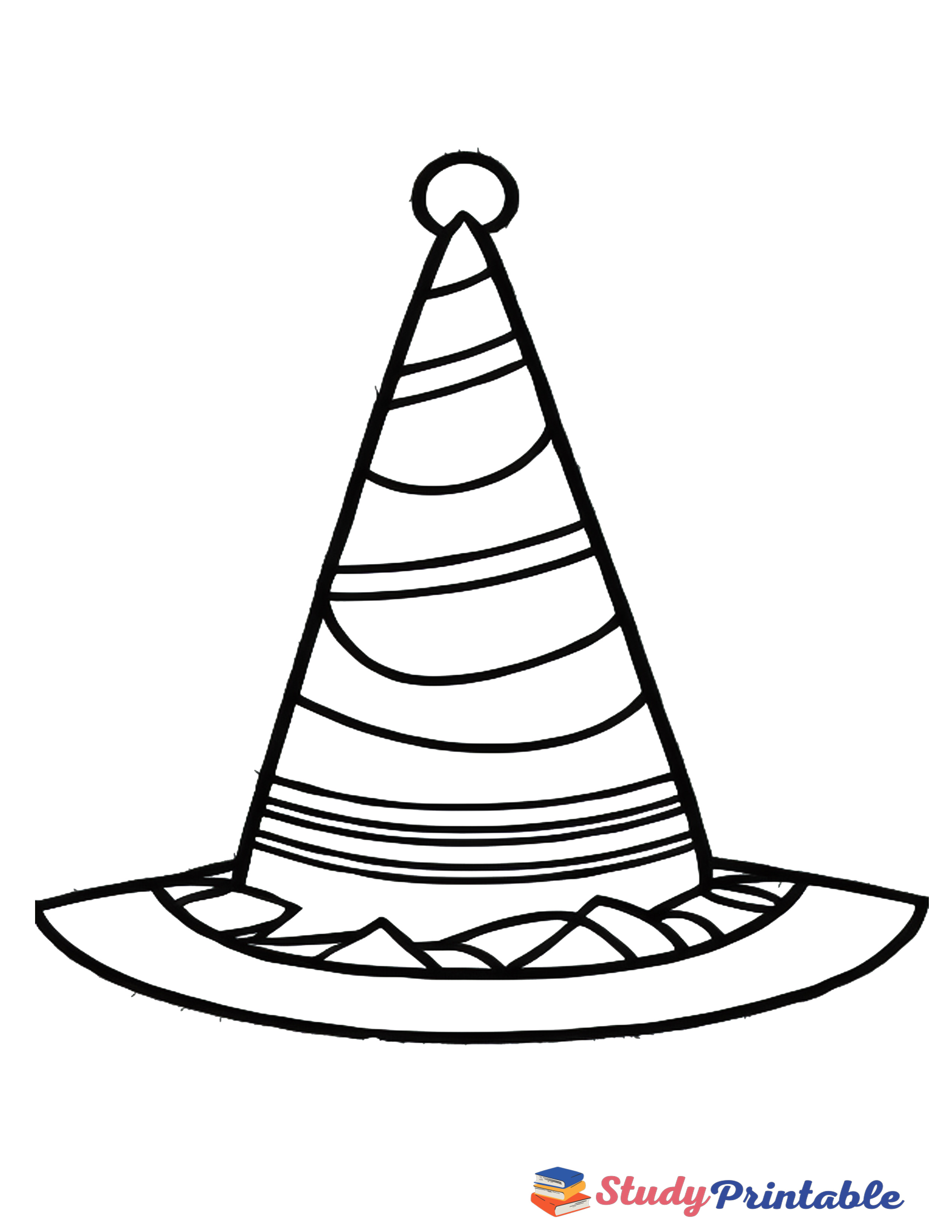 Firework Fiesta Birthday Hat Coloring Page