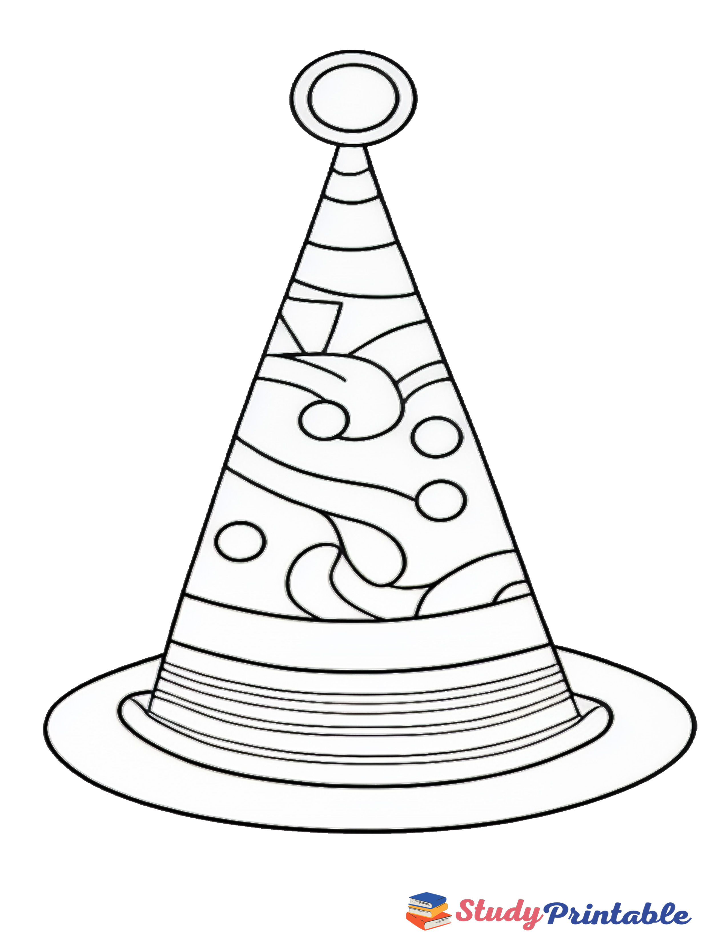 Cosmic Birthday Hat Coloring Page