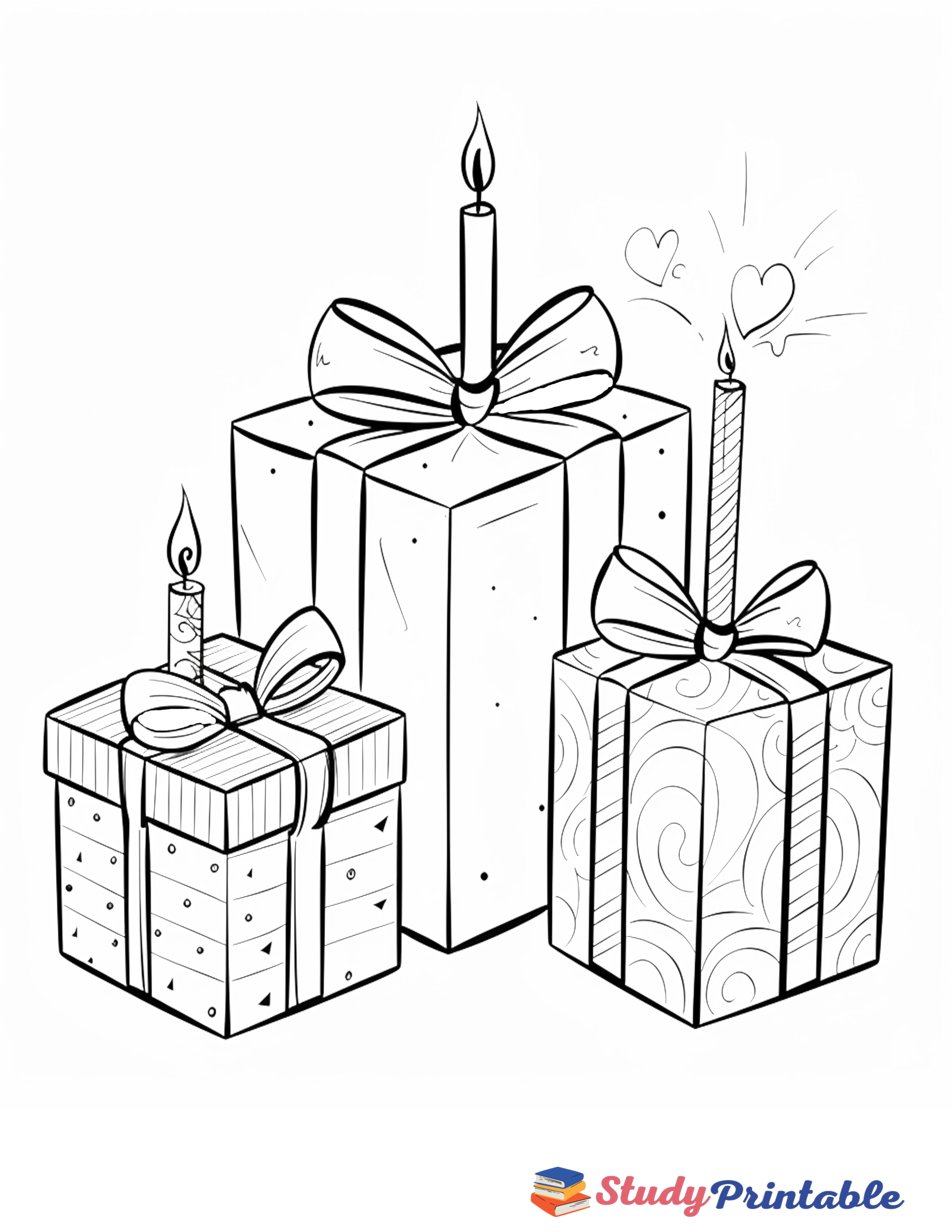 Candlelit Birthday Present Coloring Page