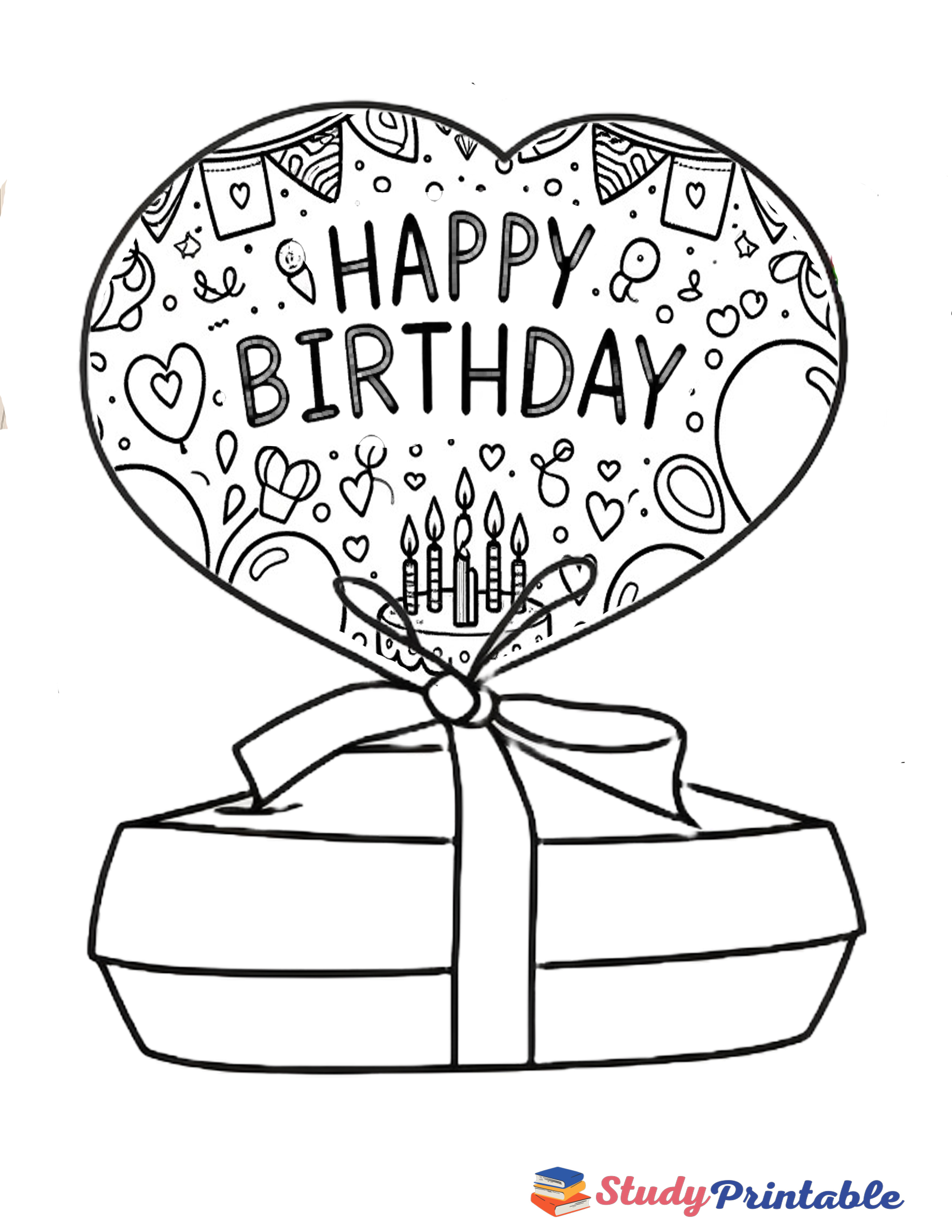 Chocolate Box Birthday Present Coloring Page