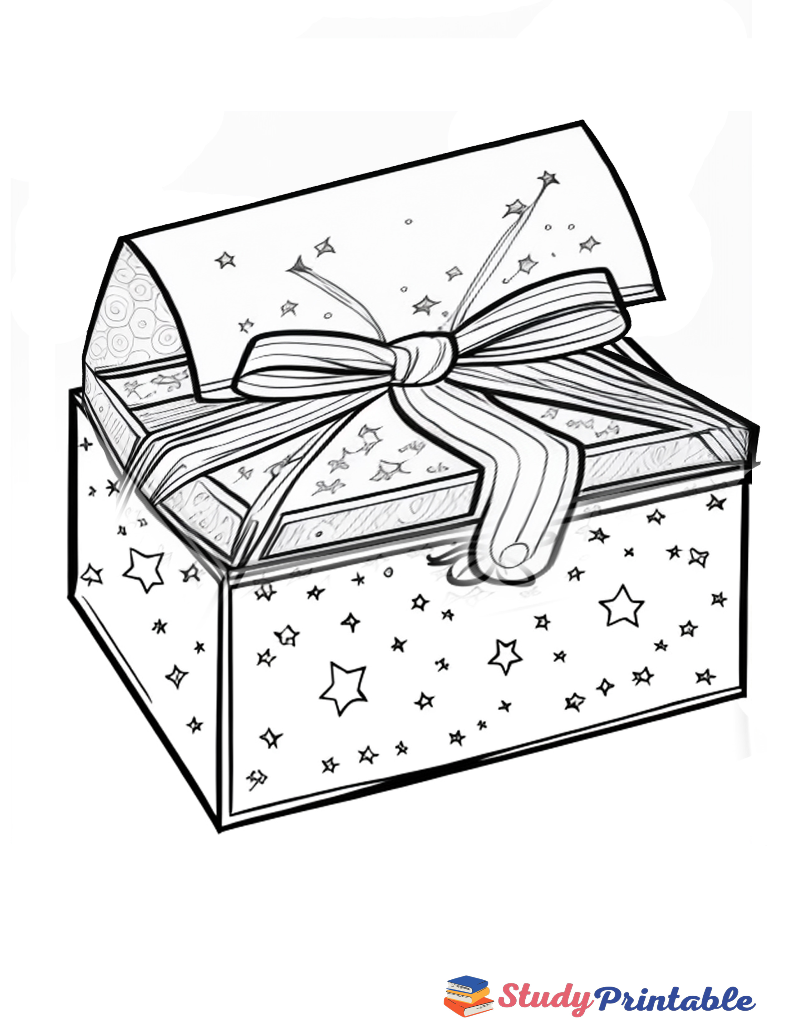 Starry Birthday Present Coloring Page