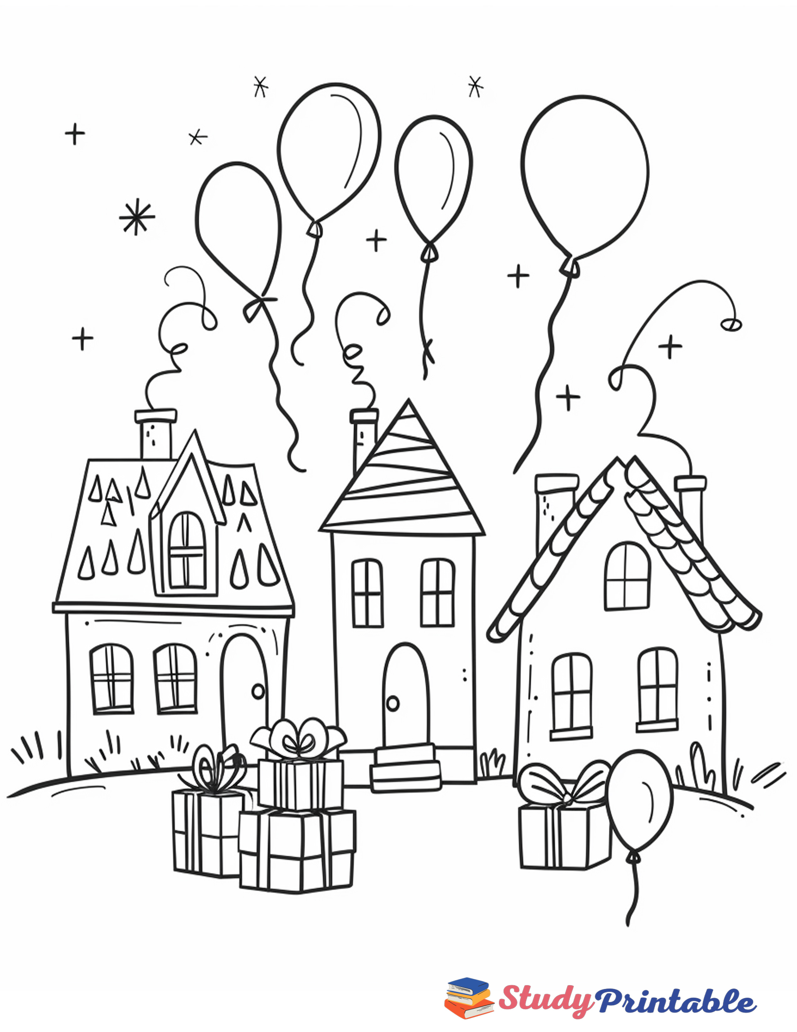 Birthday Present at Door Coloring Page